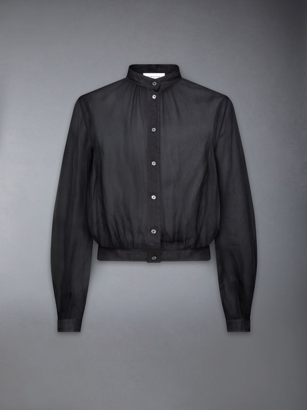 Thom Browne Chiffon Button Placket Gathered Donna Camicie Nere | XPU73R08058