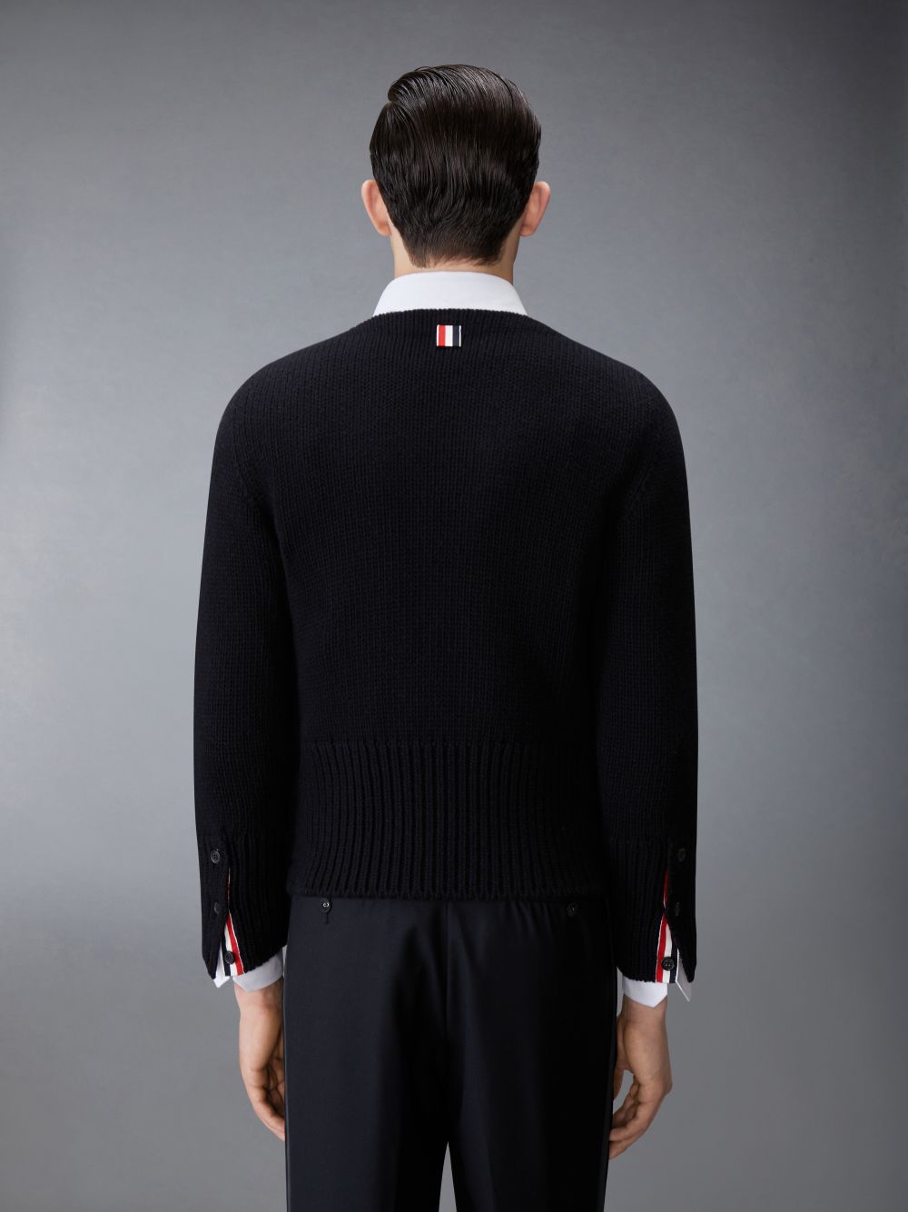 Thom Browne Chunky Merino Wool Nevermore Patch Boat Neck Uomo Pullover Nere | SZB89T74655