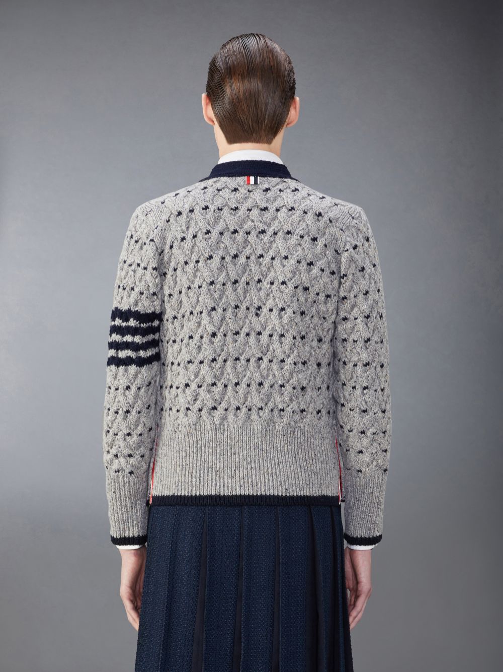 Thom Browne Classic 4-Bar Cable Uomo Cardigan Grigie | IHU16R17116