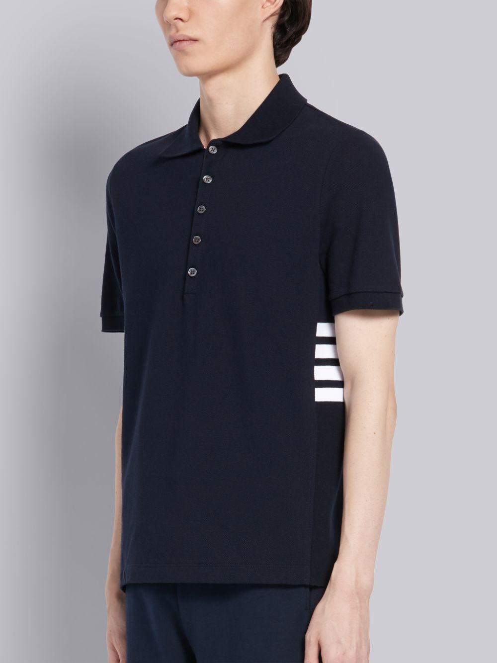 Thom Browne Classic Cotton Pique Side Insert 4-Bar Uomo Polo Blu Marino | OPO29C13565