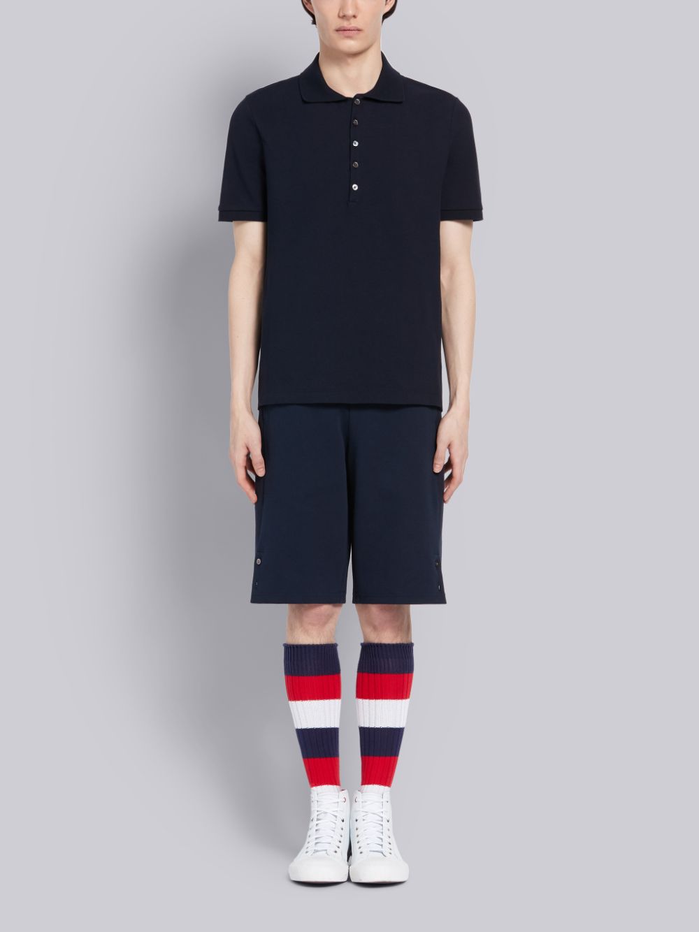 Thom Browne Classic Cotton Pique Side Insert 4-Bar Uomo Polo Blu Marino | OPO29C13565