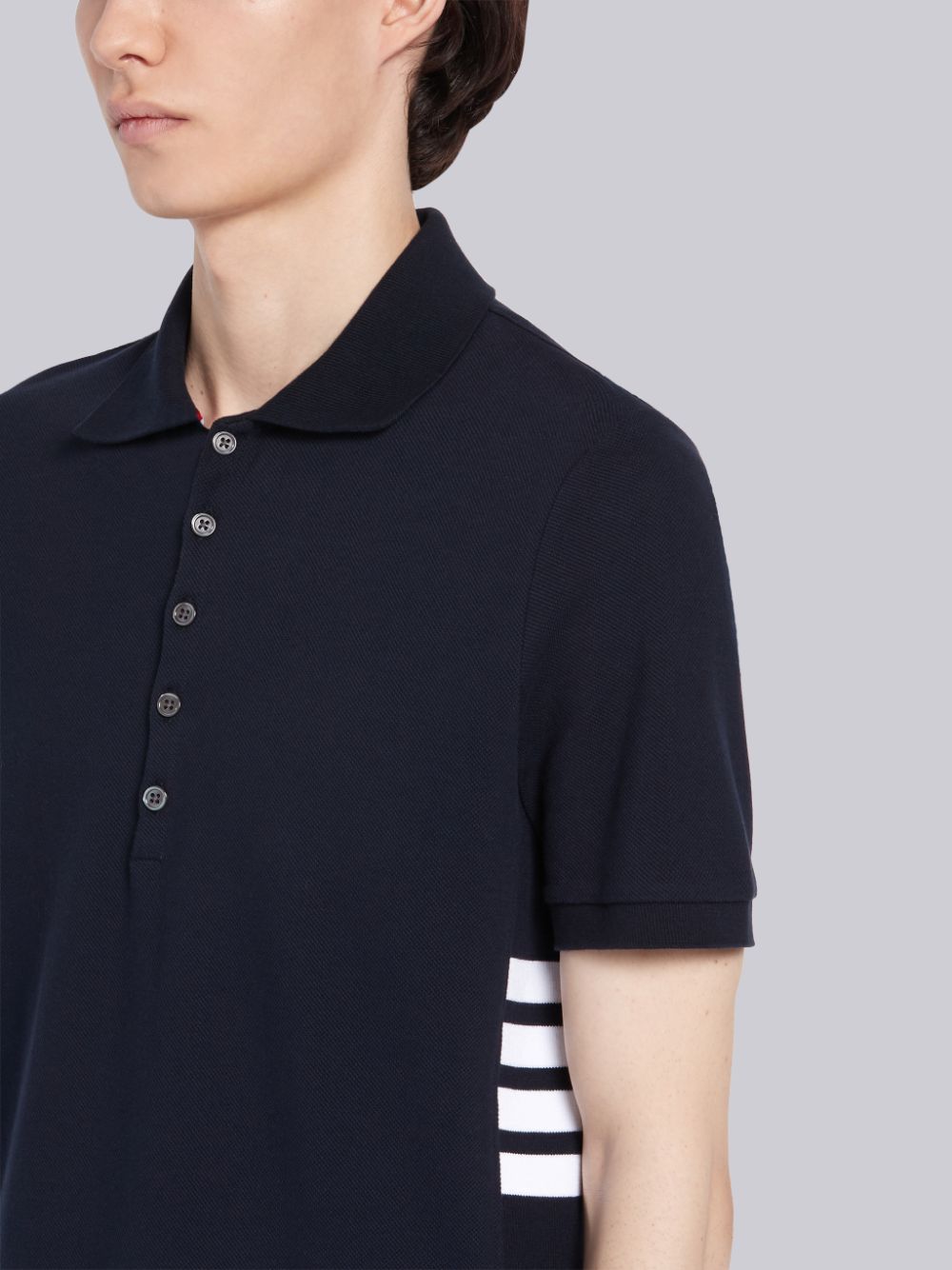 Thom Browne Classic Cotton Pique Side Insert 4-Bar Uomo Polo Blu Marino | OPO29C13565