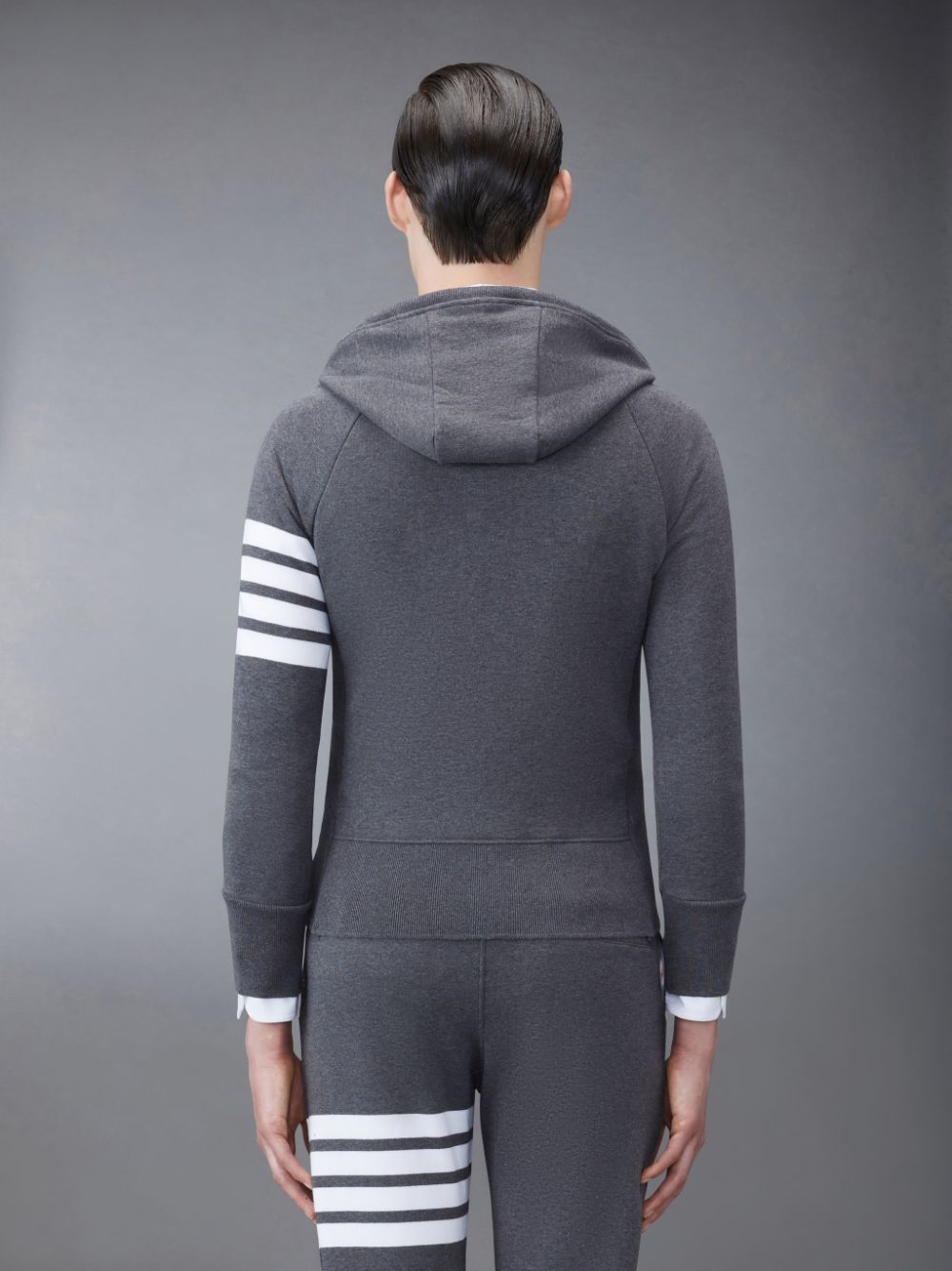 Thom Browne Classic Loopback 4-Bar Full Zip Uomo Felpa con Cappuccio Grigie | JKF44V87991