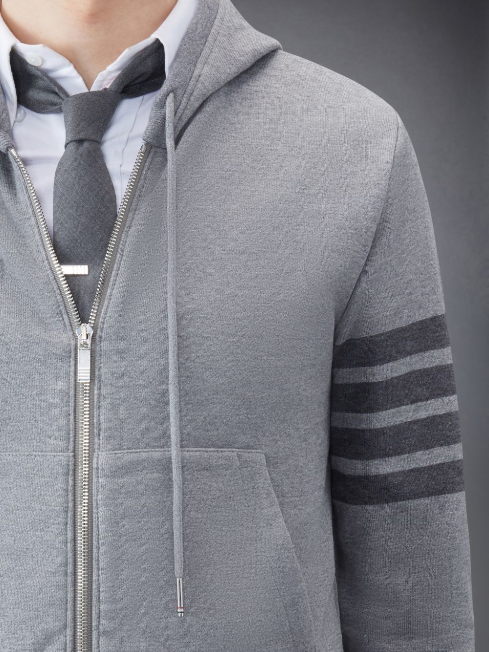 Thom Browne Classic Loopback 4-Bar Full Zip Uomo Felpa con Cappuccio Grigie | FPE95K59446