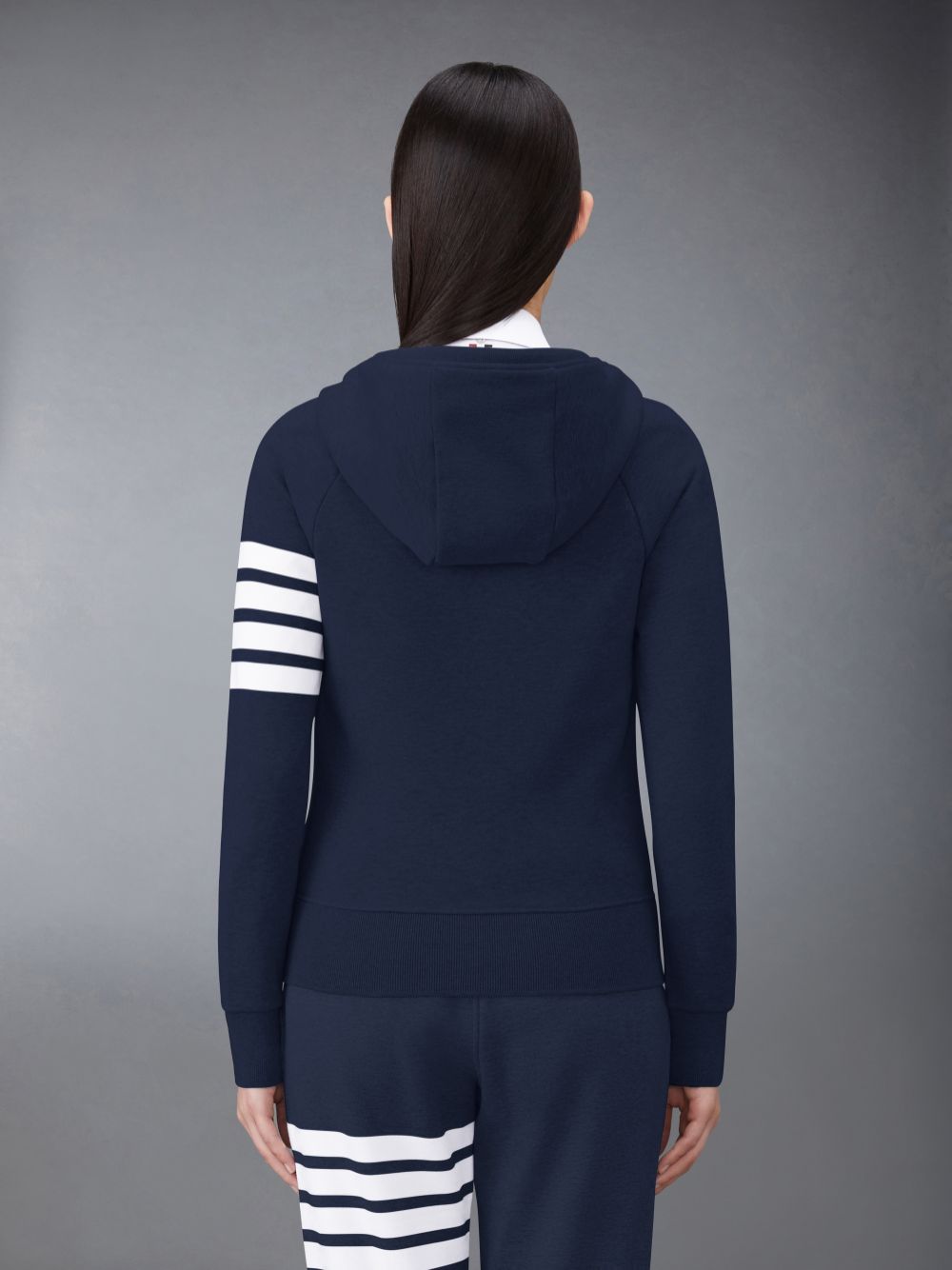 Thom Browne Classic Loopback Full Zip Donna Felpa con Cappuccio Blu | GXM33F75283