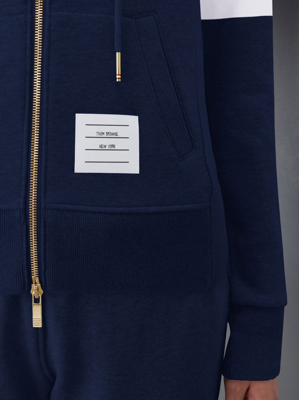 Thom Browne Classic Loopback Full Zip Donna Felpa con Cappuccio Blu | GXM33F75283