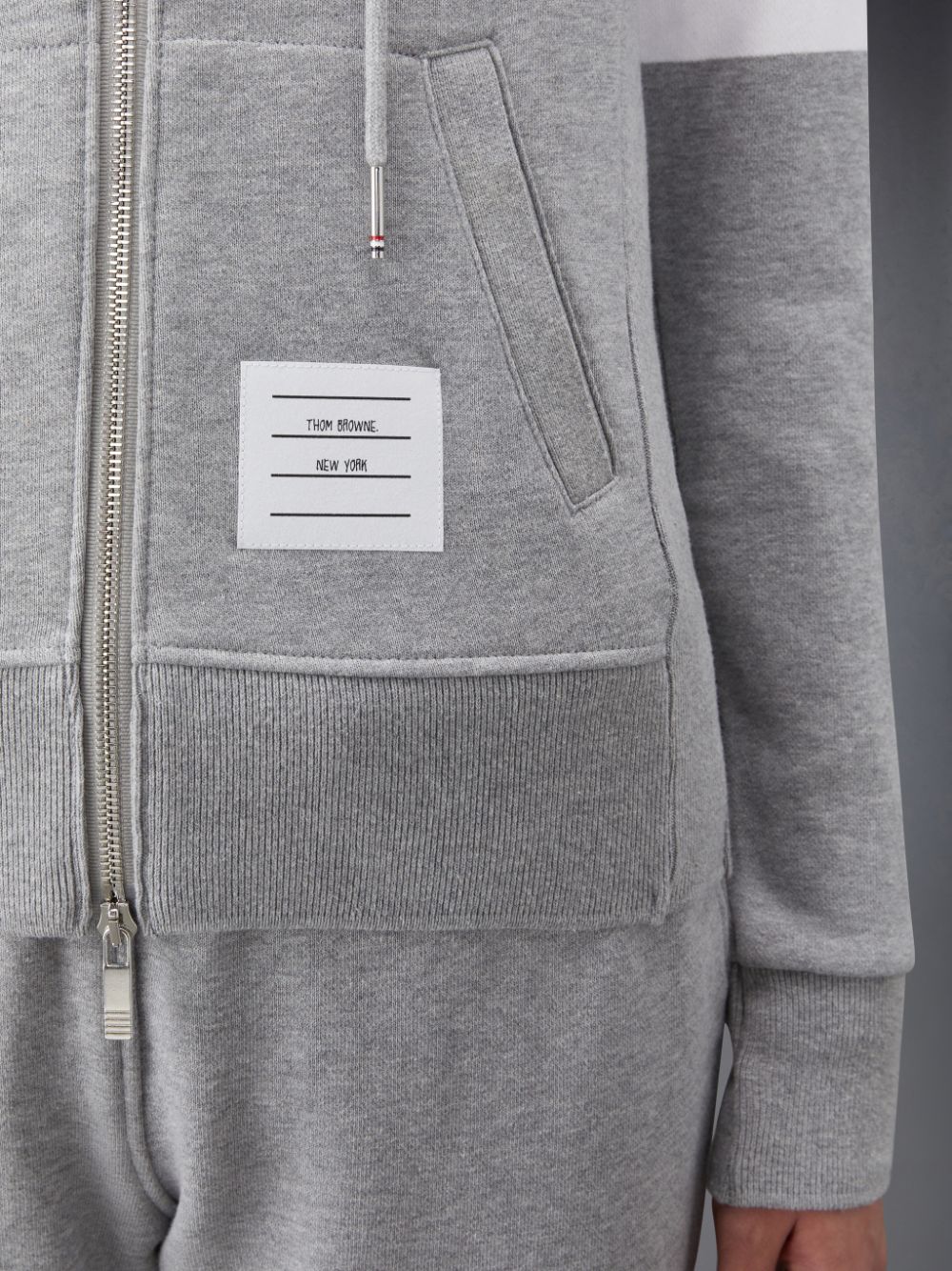 Thom Browne Classic Loopback Full Zip Donna Felpa con Cappuccio Grigie | IJE25V21459