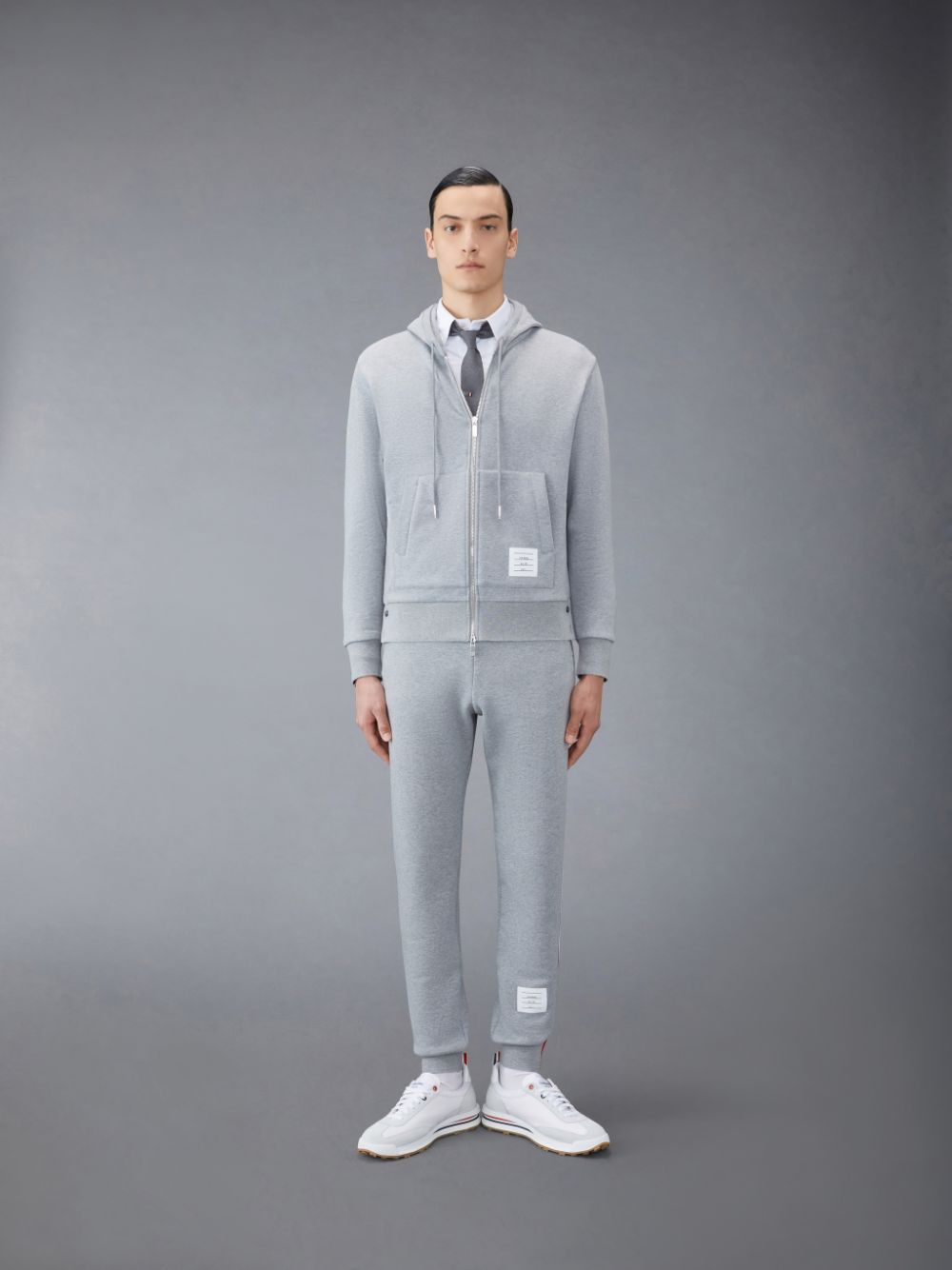 Thom Browne Classic Loopback Full Zip Uomo Felpa con Cappuccio Grigie | CXU52V25802