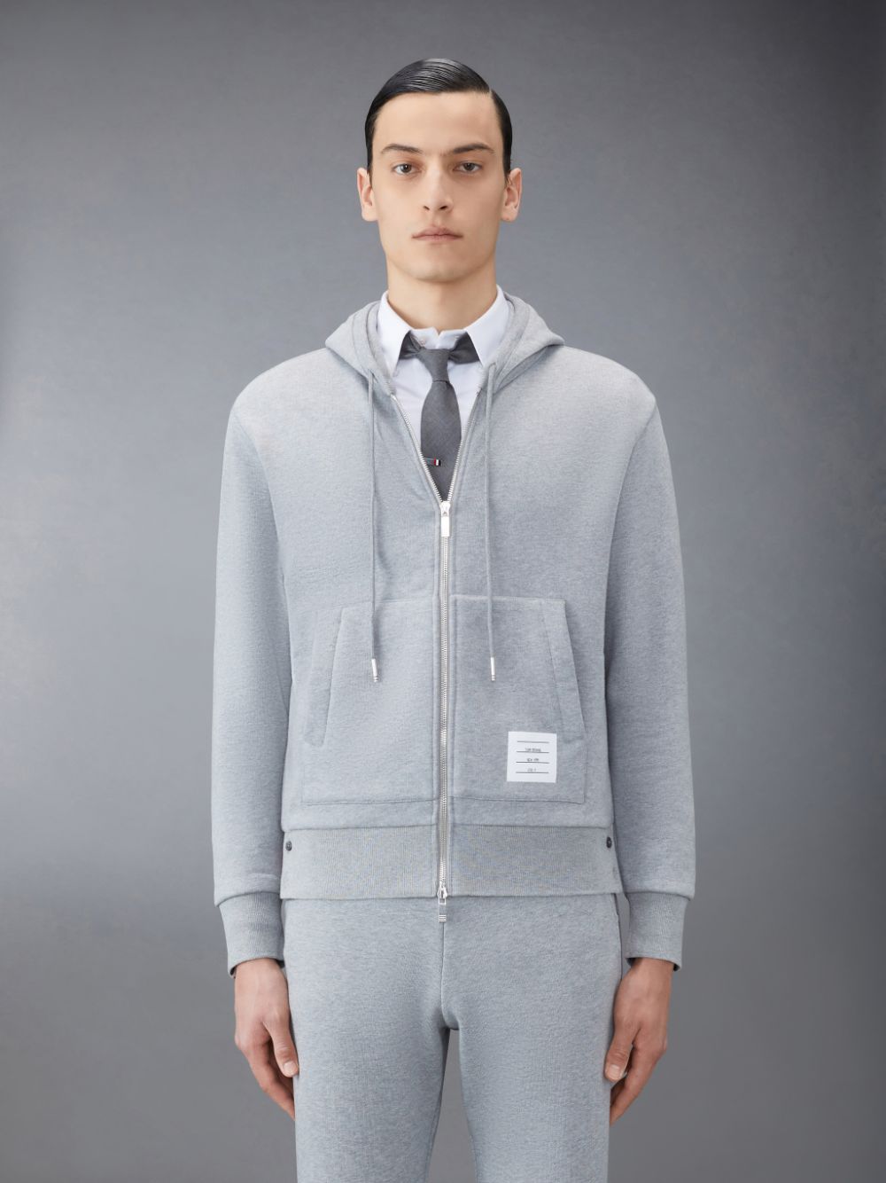 Thom Browne Classic Loopback Full Zip Uomo Felpa con Cappuccio Grigie | CXU52V25802