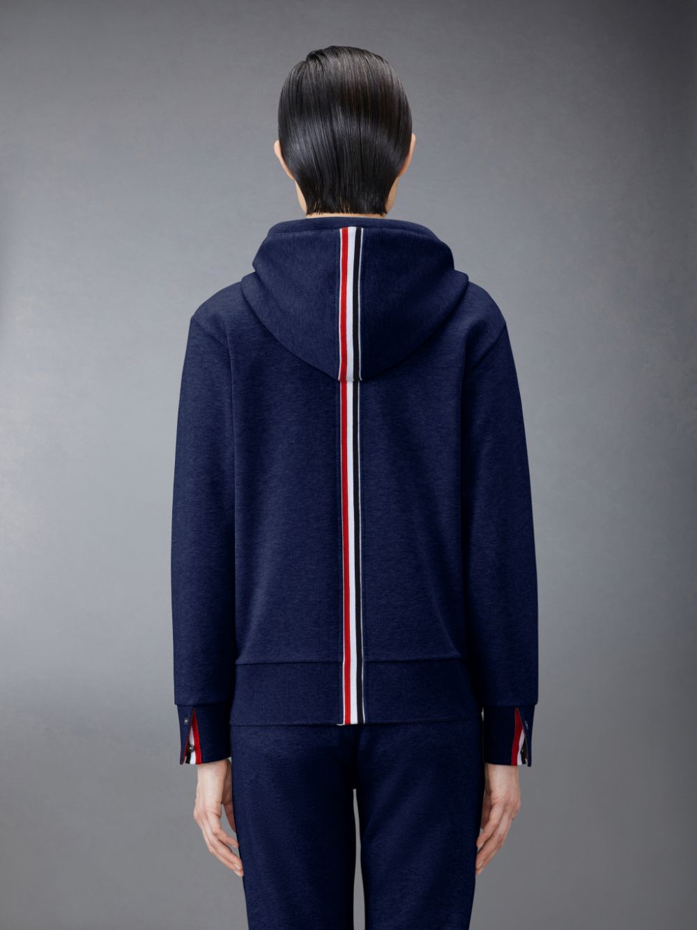 Thom Browne Classic Loopback Stripe Full Zip Donna Felpa con Cappuccio Blu | WIA79Y70100