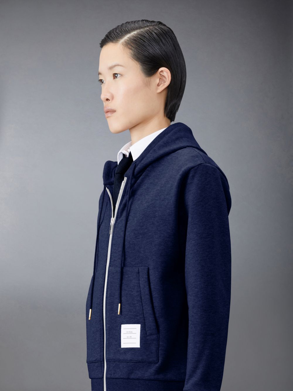 Thom Browne Classic Loopback Stripe Full Zip Donna Felpa con Cappuccio Blu | WIA79Y70100