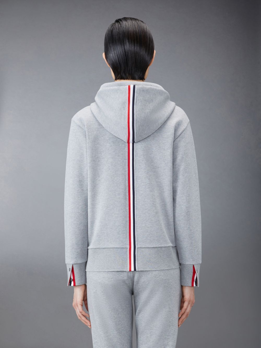 Thom Browne Classic Loopback Stripe Full Zip Donna Felpa con Cappuccio Grigie | QWX69R62144