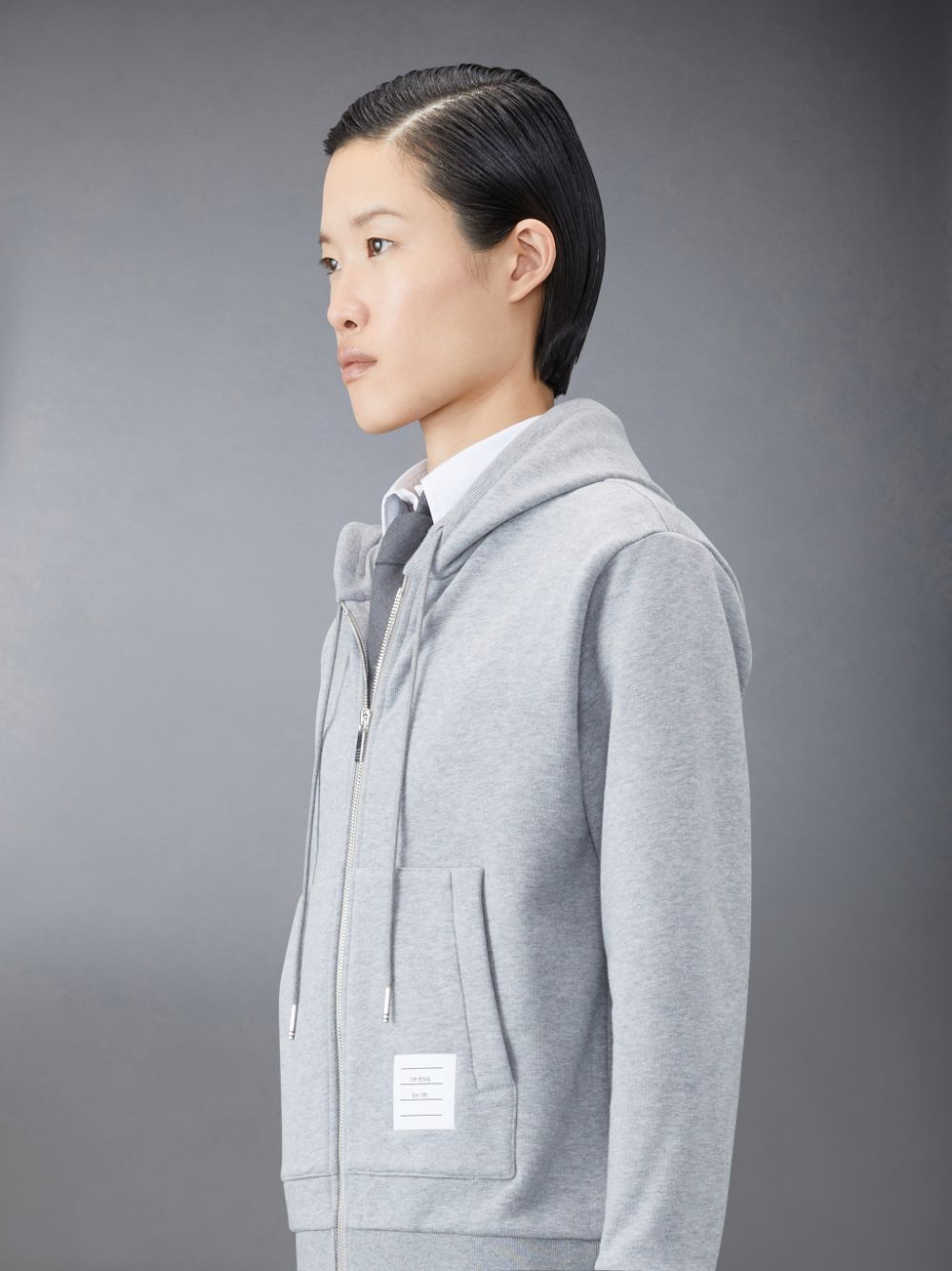 Thom Browne Classic Loopback Stripe Full Zip Donna Felpa con Cappuccio Grigie | QWX69R62144