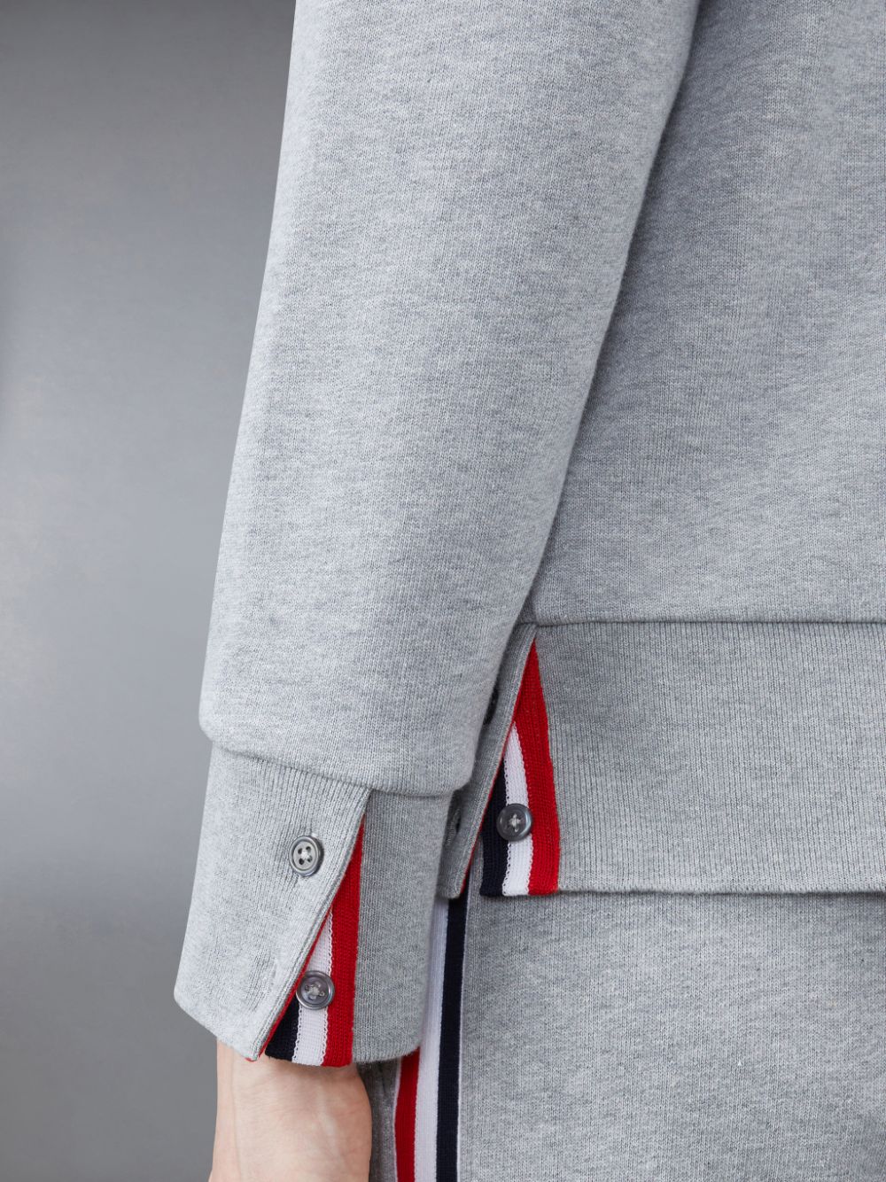 Thom Browne Classic Loopback Stripe Full Zip Donna Felpa con Cappuccio Grigie | QWX69R62144