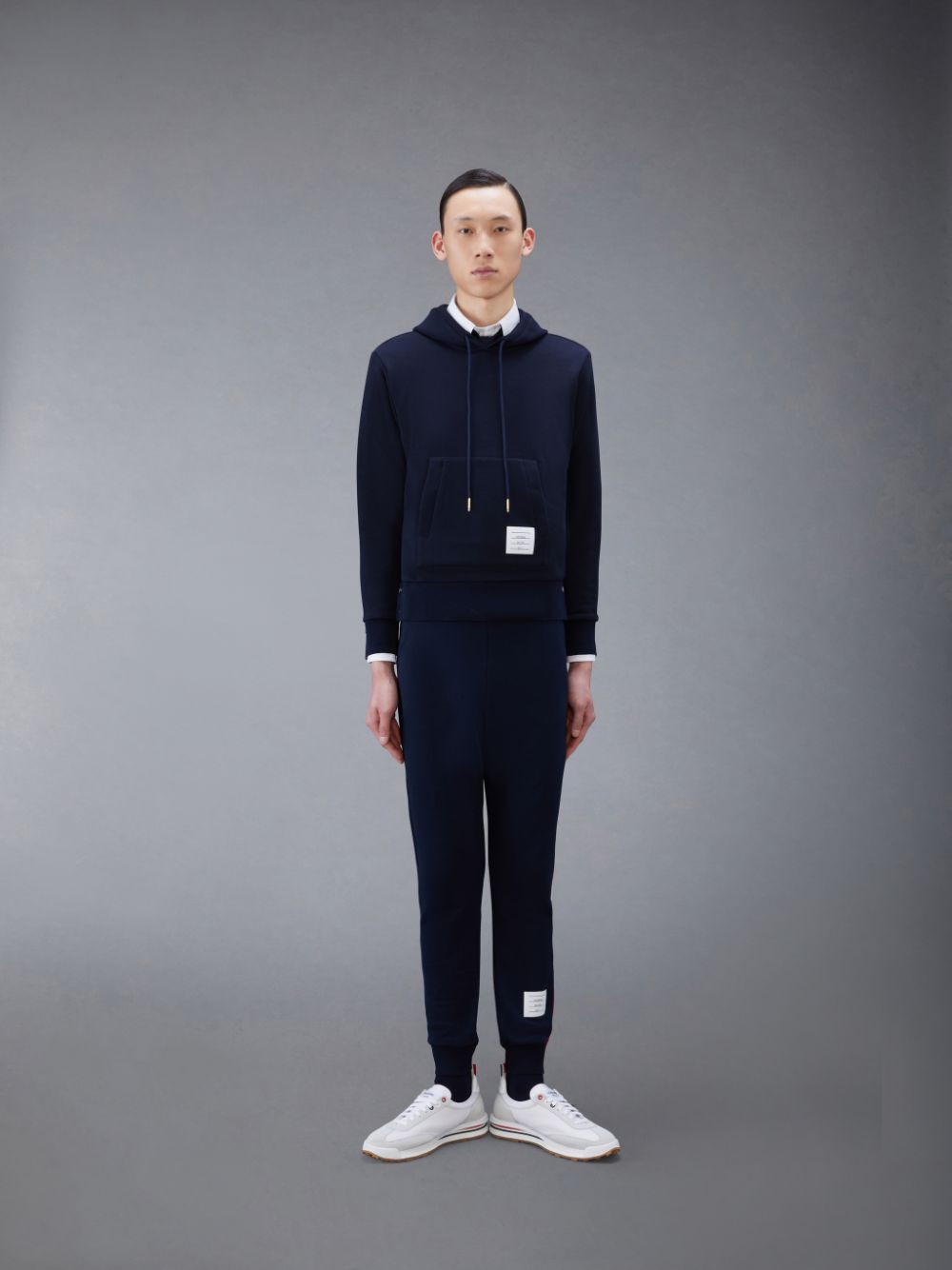 Thom Browne Classic Loopback Stripe Uomo Felpa con Cappuccio Blu | OZM08I50297