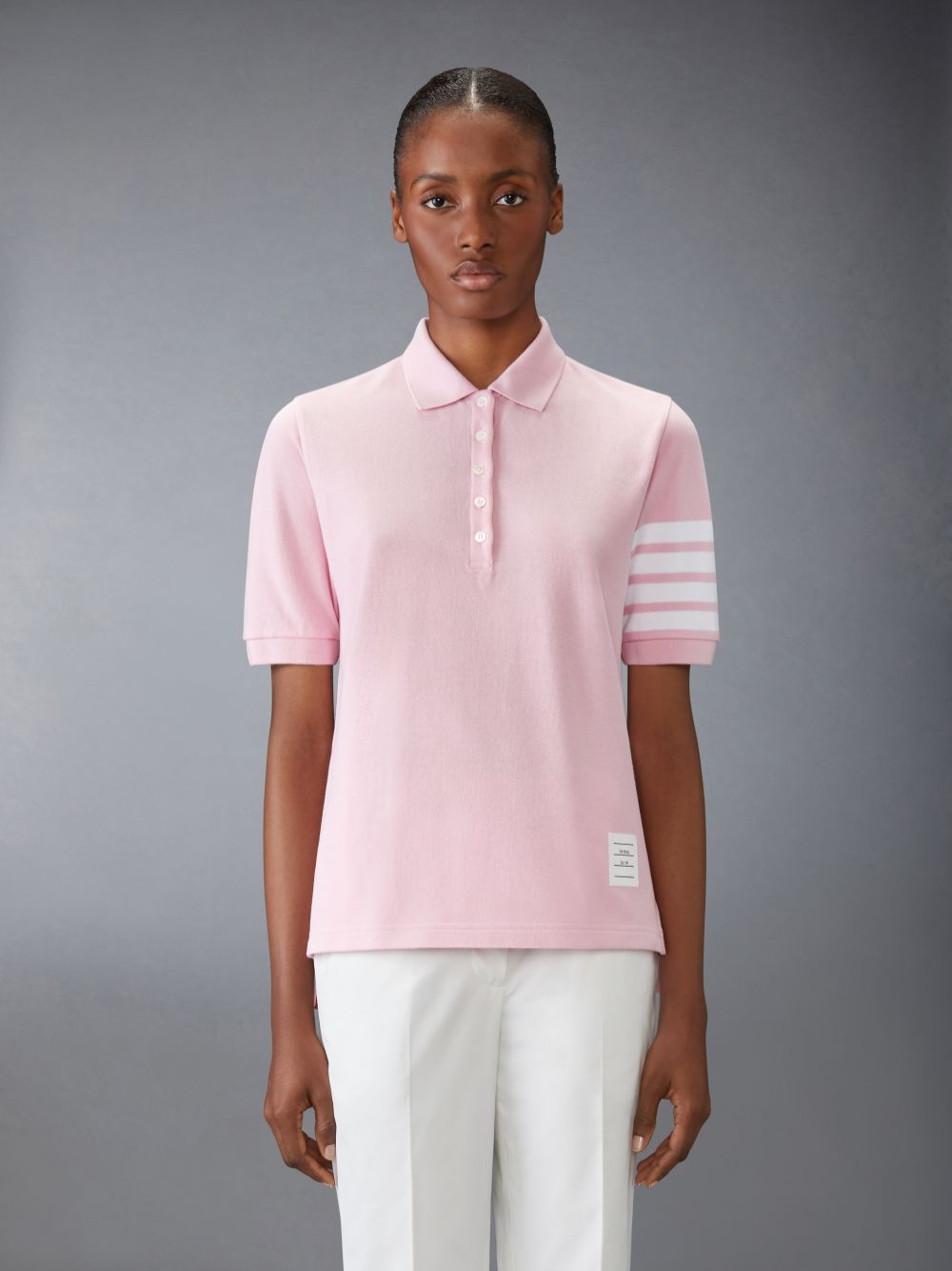 Thom Browne Classic Pique 4-Bar Short Sleeve Donna Polo Rosa | DWT20F91085