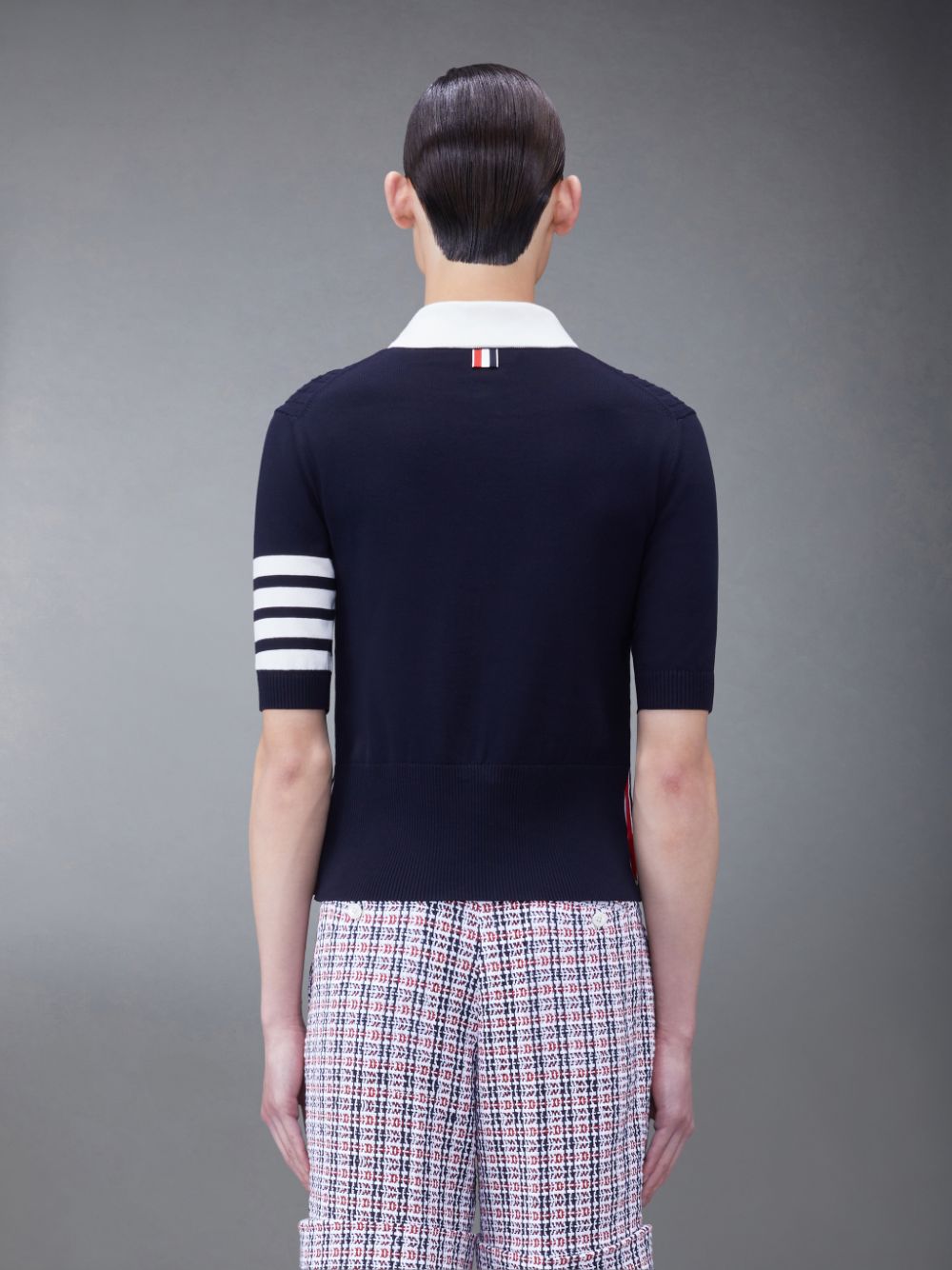 Thom Browne Cotton 4-Bar Cable Uomo Polo Blu | JEX03K27850