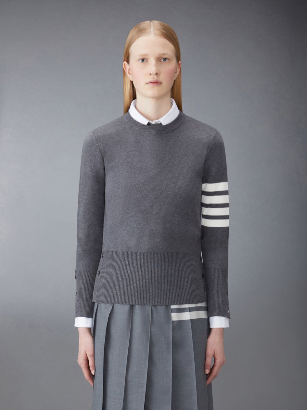 Thom Browne Cotton 4-Bar Classic Milano Stitch Donna Pullover Grigie | KNT31A16546