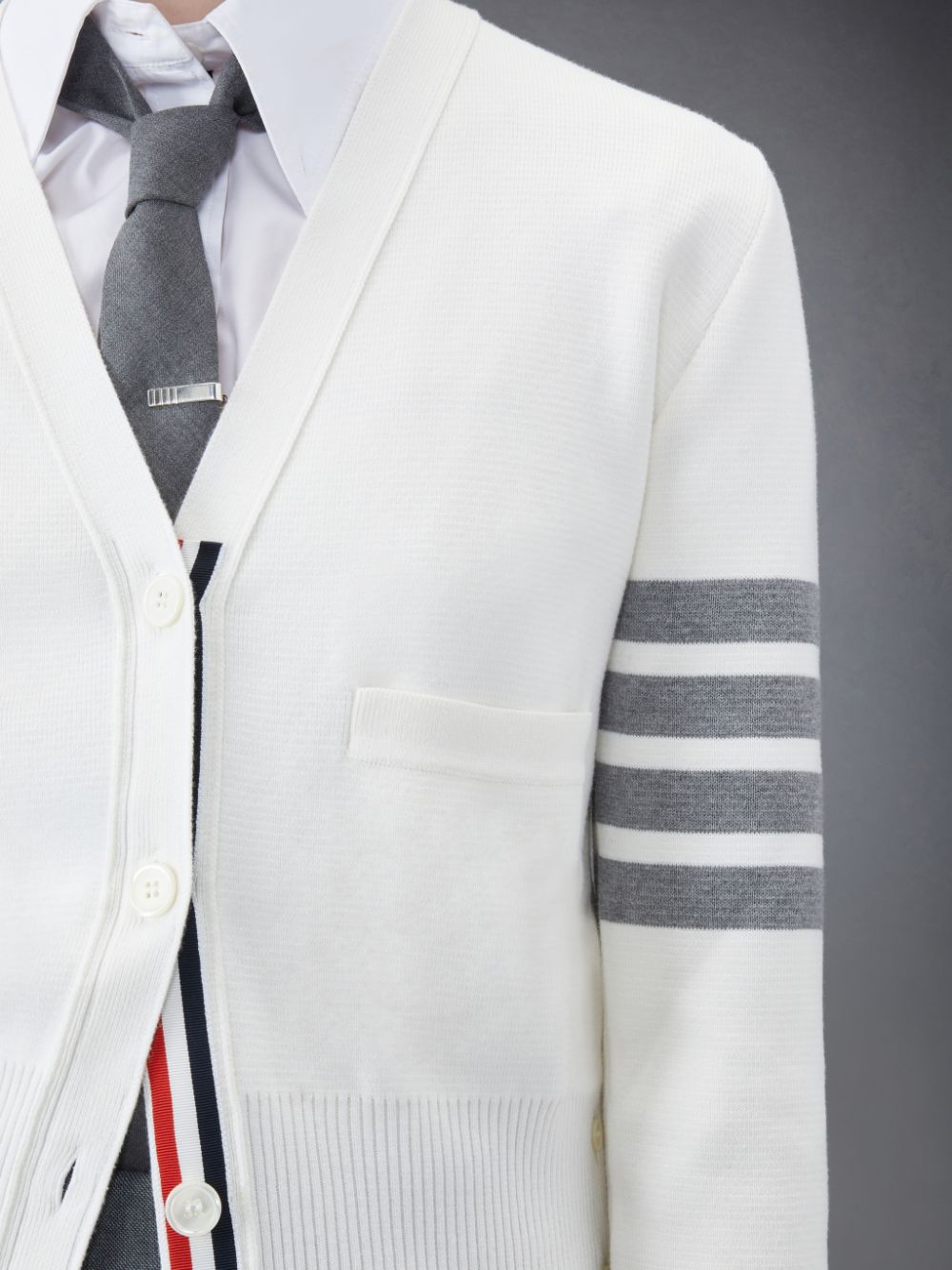 Thom Browne Cotton 4-Bar Milano Classic V-Neck Donna Cardigan Bianche | WMT53C49494