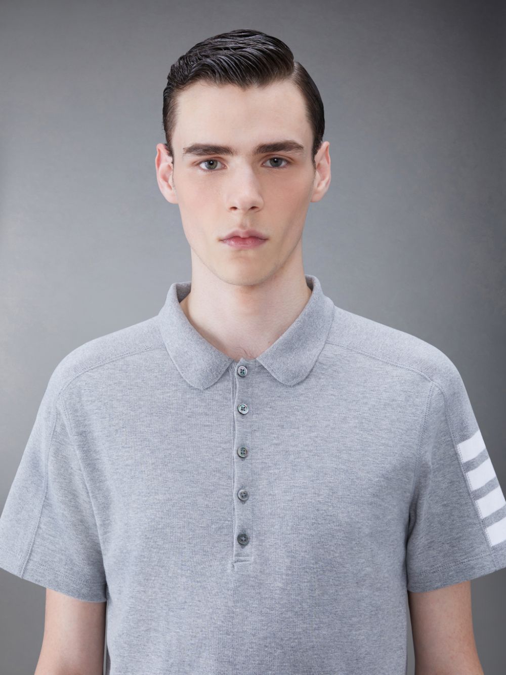 Thom Browne Cotton 4-Bar Short Sleeve Uomo Polo Grigie | NBD01P52056