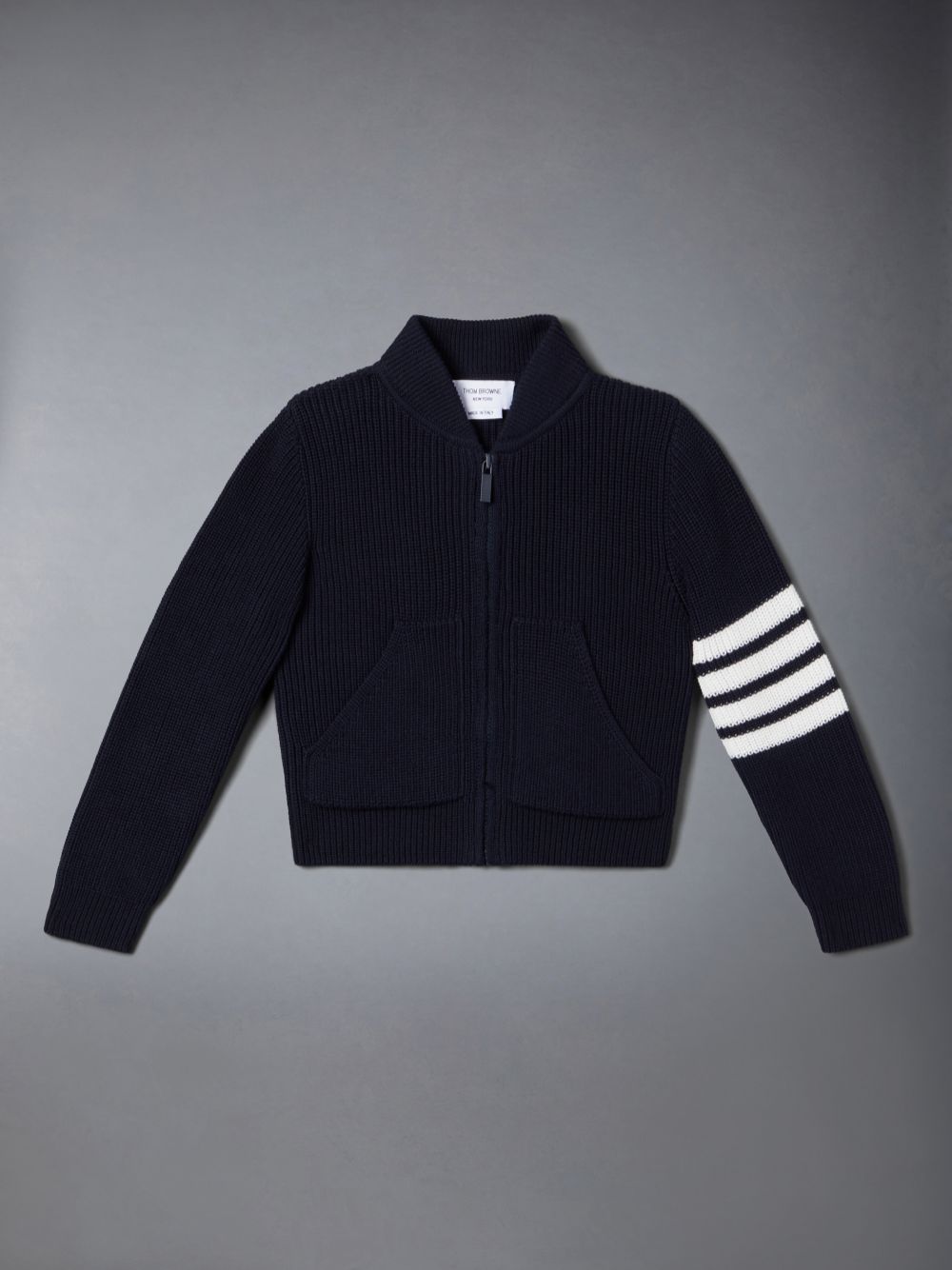 Thom Browne Cotton 4-Bar Zip up Ragazza Cardigan Blu | UFQ15I37368