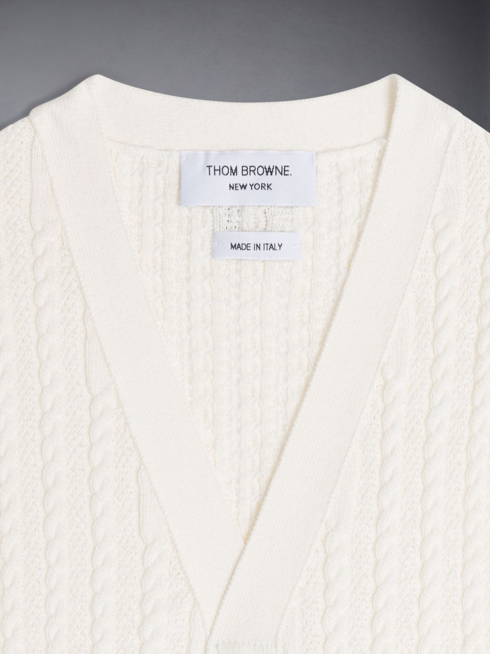 Thom Browne Cotton Cable Knit V-neck Cardigan Ragazzo Gilet Bianche | ZGH57R89799