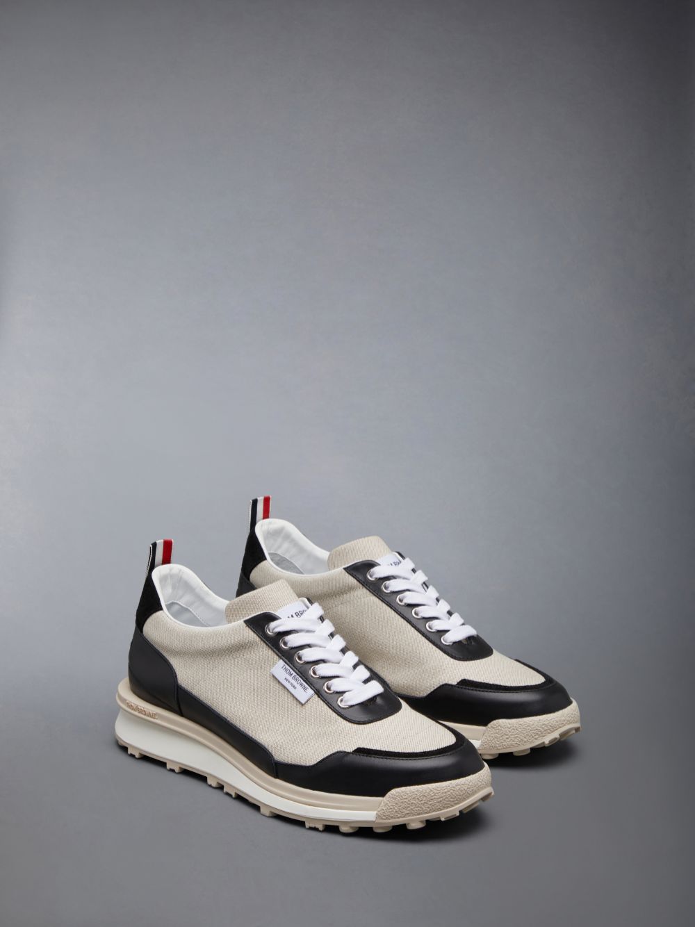 Thom Browne Cotton Canvas Alumni Uomo Sneakers Beige | GRH10A32170