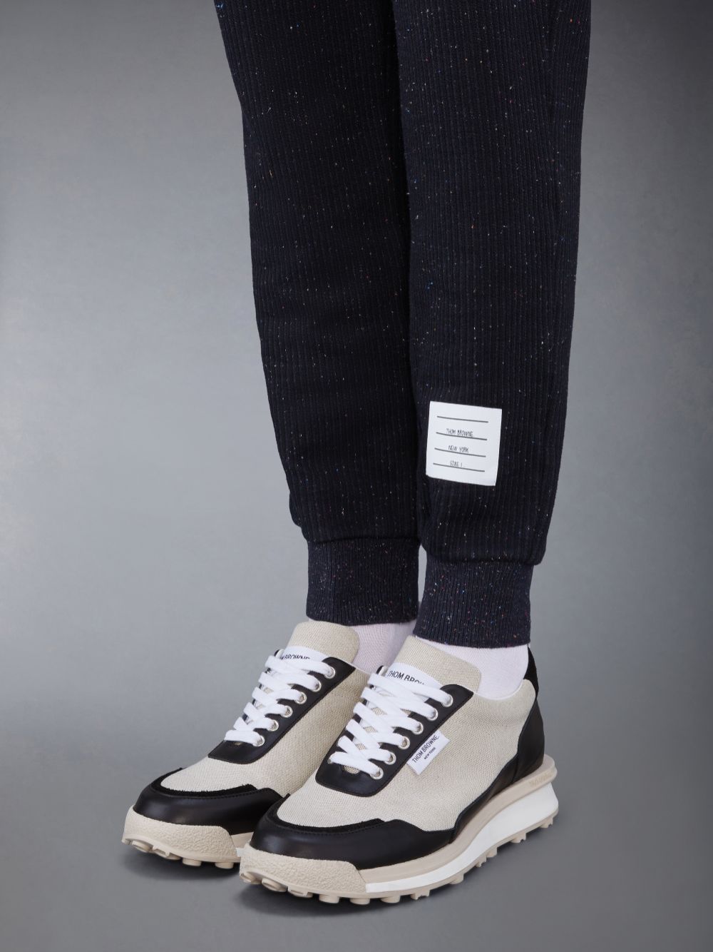 Thom Browne Cotton Canvas Alumni Uomo Sneakers Beige | GRH10A32170