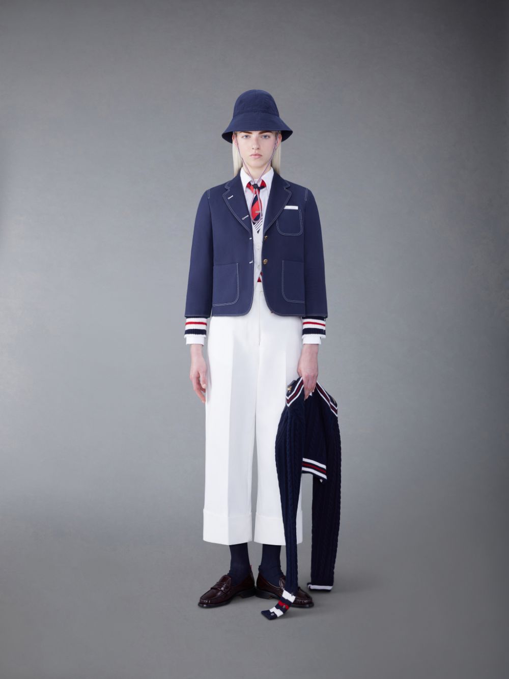 Thom Browne Cotton Canvas High Waisted Donna Pantaloni Bianche | XTP45R09314