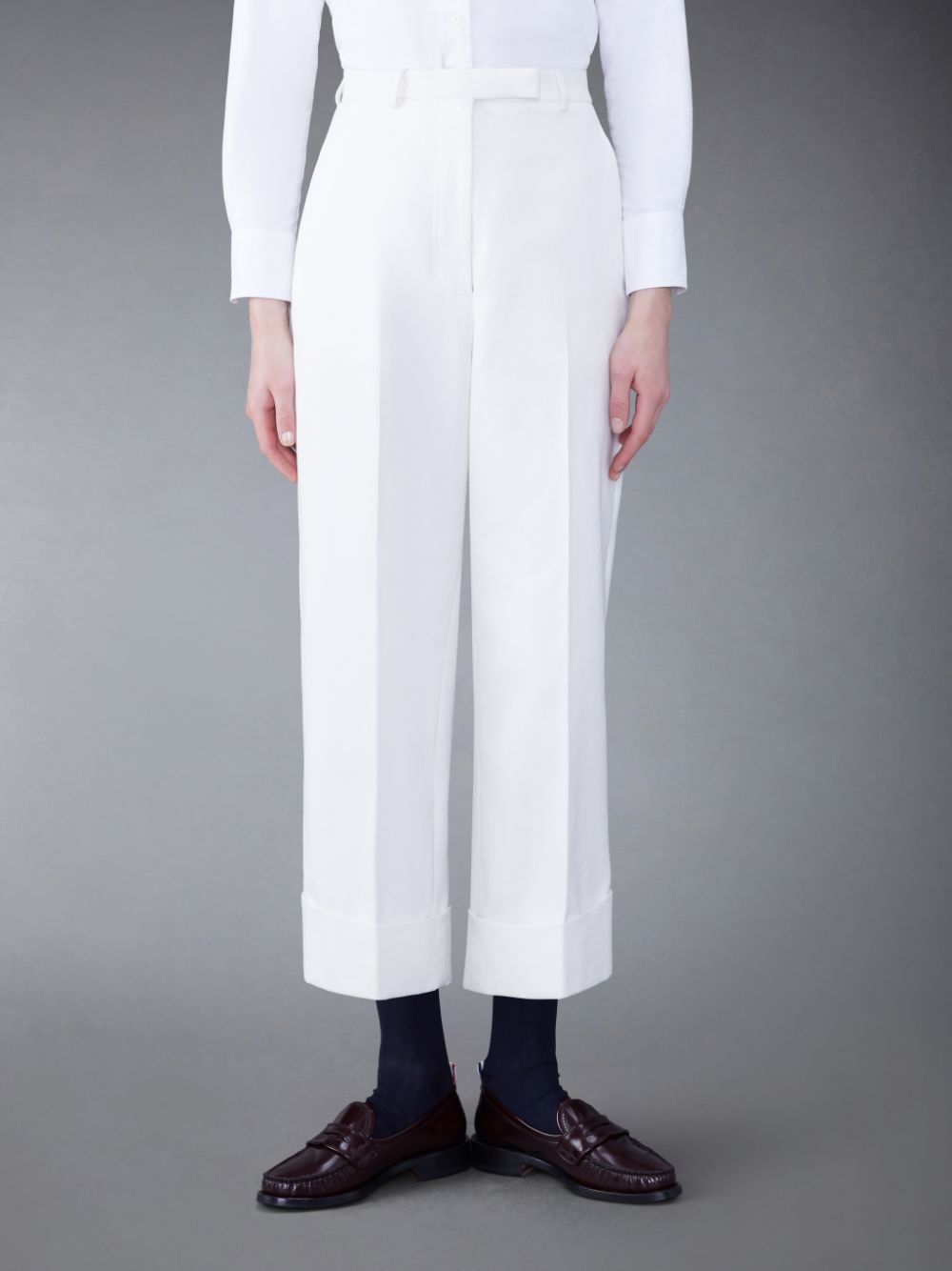 Thom Browne Cotton Canvas High Waisted Donna Pantaloni Bianche | XTP45R09314