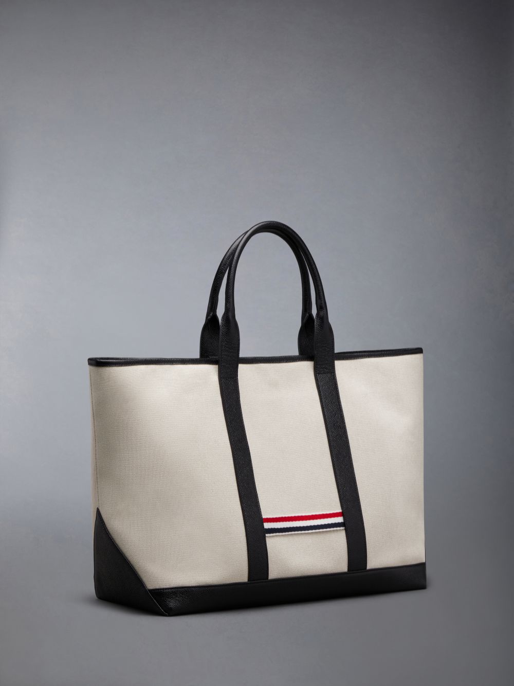 Thom Browne Cotton Canvas Leather Medium Tool Donna Borse Tote Beige | QCY95W21115