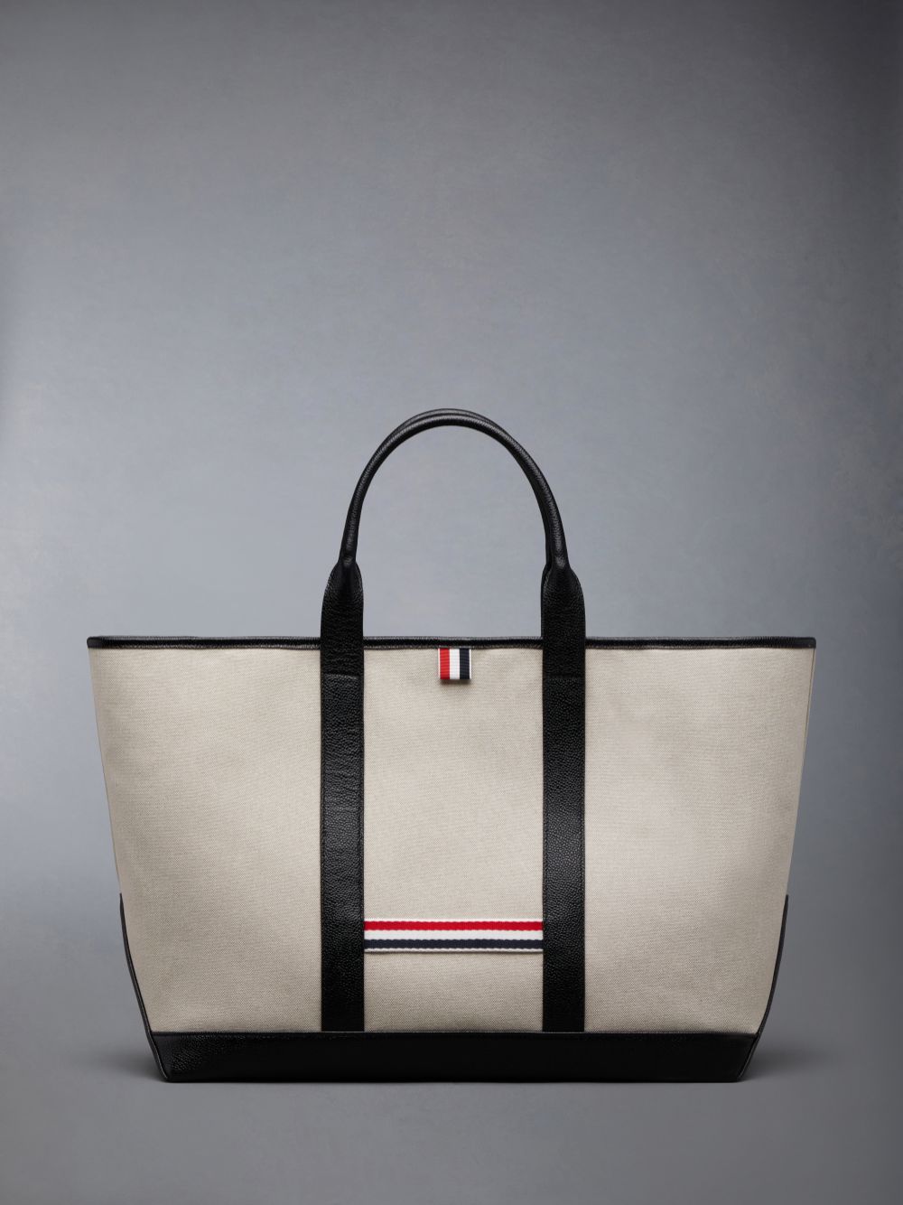 Thom Browne Cotton Canvas Leather Medium Tool Donna Borse Tote Beige | QCY95W21115