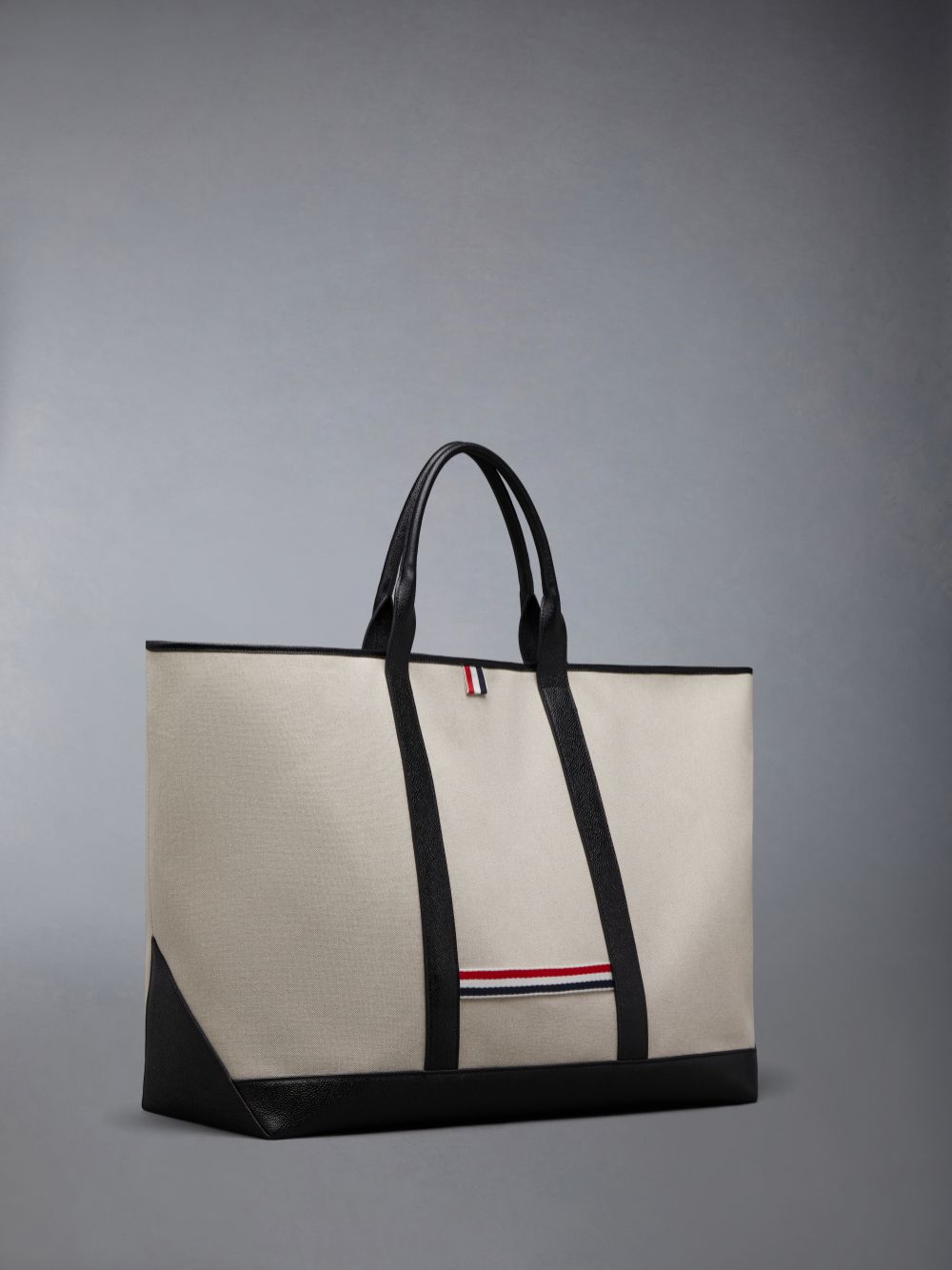 Thom Browne Cotton Canvas Leather Oversized Tool Donna Borse Tote Beige | JEZ91A26972