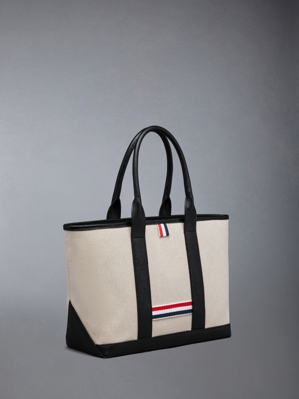 Thom Browne Cotton Canvas Leather Small Tool Uomo Borse Tote Beige | KTX44W93487