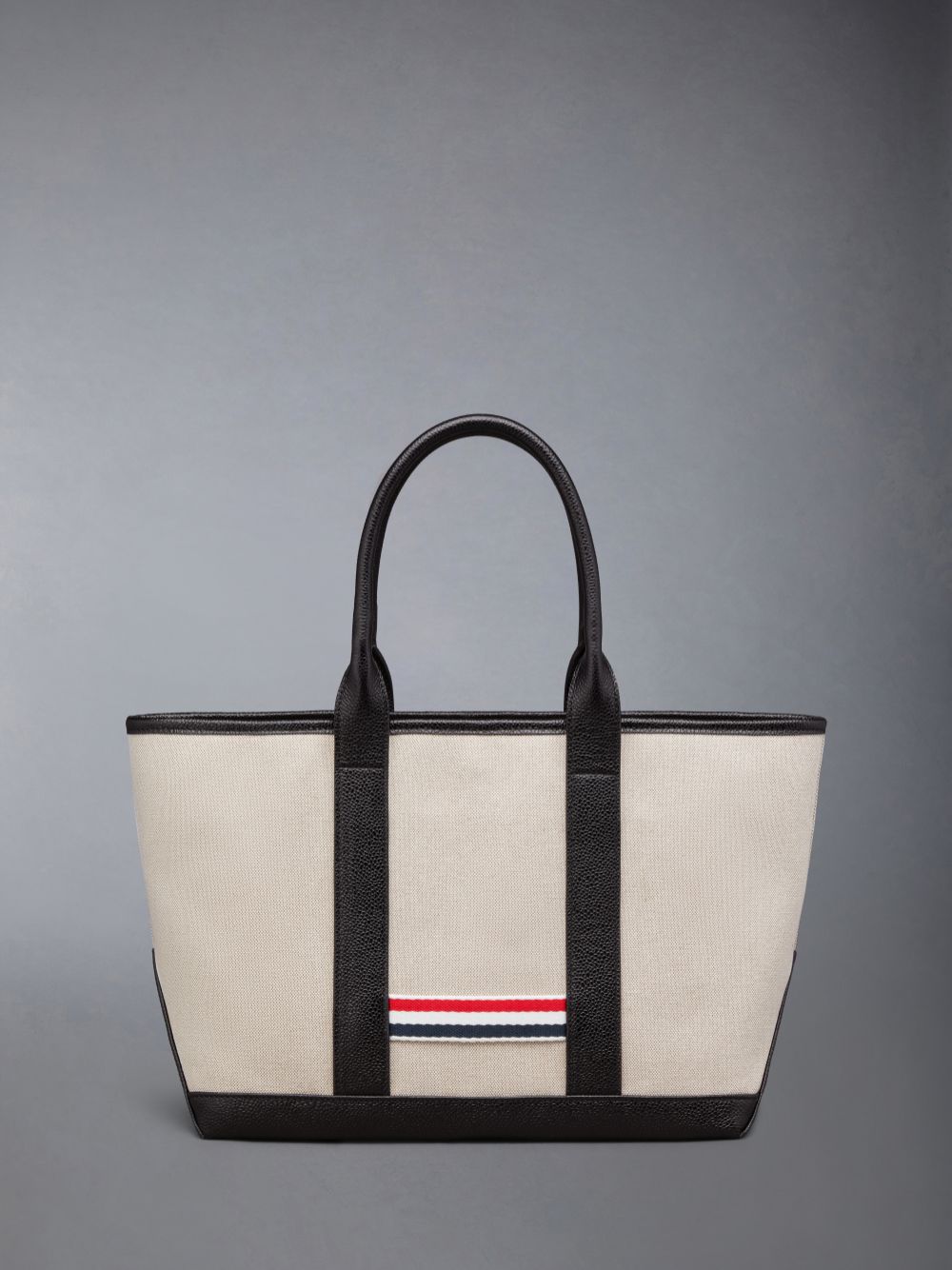 Thom Browne Cotton Canvas Leather Small Tool Uomo Borse Tote Beige | KTX44W93487