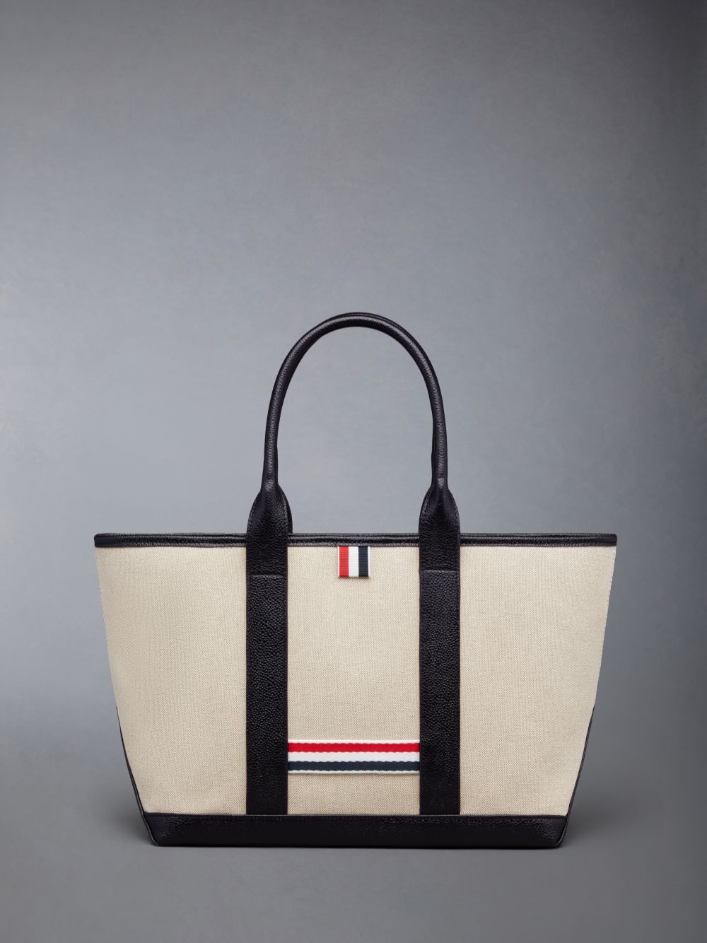 Thom Browne Cotton Canvas Leather Small Tool Uomo Borse Tote Beige | KTX44W93487