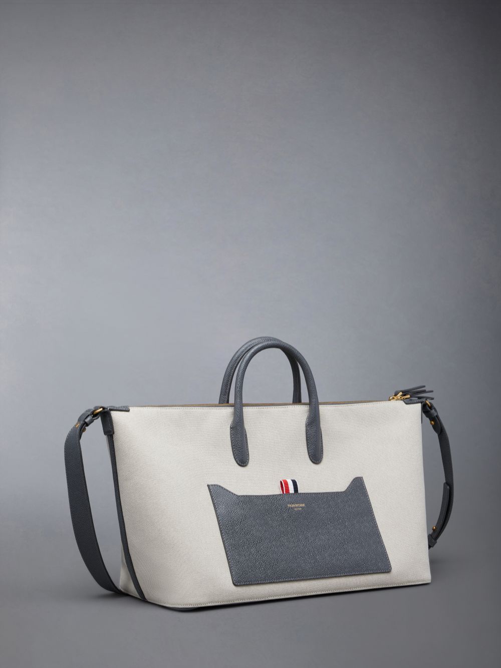 Thom Browne Cotton Canvas Medium Donna Borsa Da Viaggio Beige | MTA82L51983