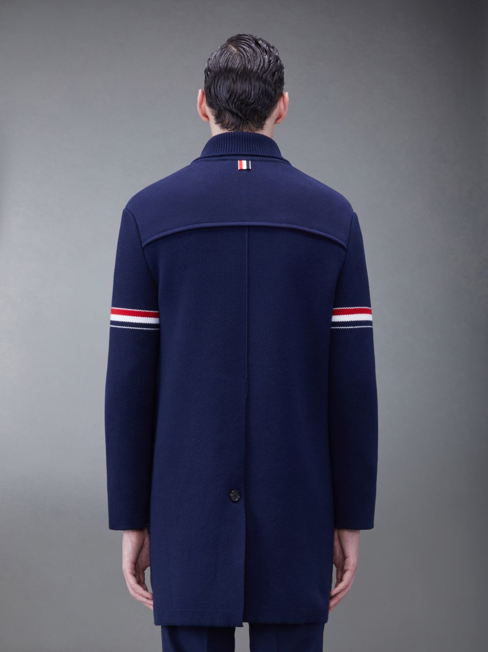 Thom Browne Cotton Cashmere Shawl Collar Armband Uomo Cappotti Blu | JRI00M39384