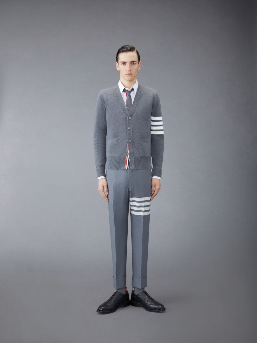 Thom Browne Cotton Crepe V-Neck Uomo Cardigan Grigie | KZA04H49455