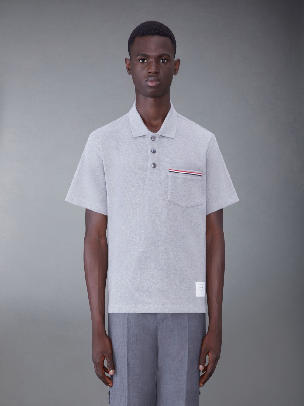 Thom Browne Cotton Interlock Short Sleeve Pocket Uomo Polo Grigie | YGK79P76722