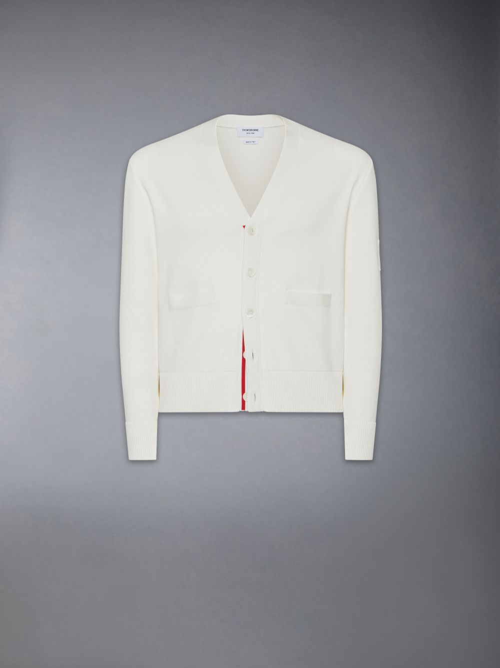 Thom Browne Cotton Milano Stitch Flag Patch Uomo Cardigan Bianche | GPV13Y13383