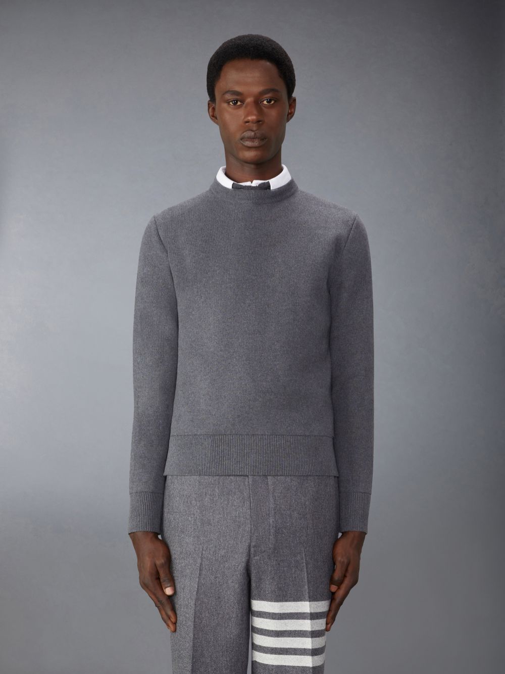 Thom Browne Cotton Milano Stitch Uomo Pullover Grigie | NCJ51G47952