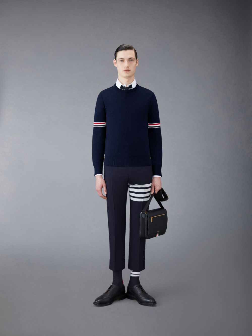 Thom Browne Cotton Milano Stripe Uomo Pullover Blu | VLF28O50493