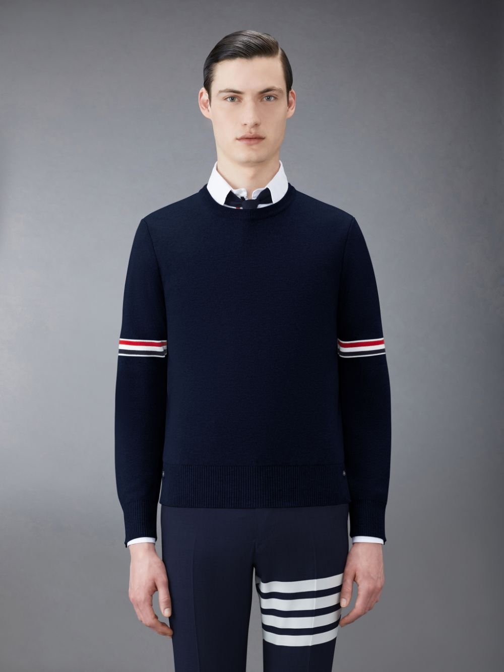 Thom Browne Cotton Milano Stripe Uomo Pullover Blu | VLF28O50493