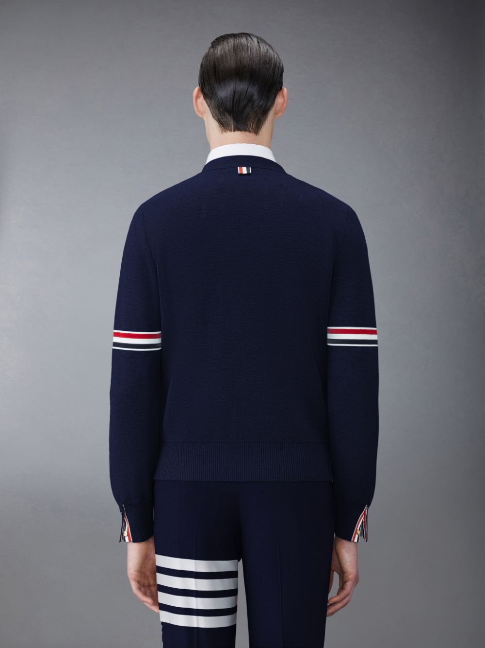 Thom Browne Cotton Milano V-Neck Uomo Cardigan Blu | SNL50K13665