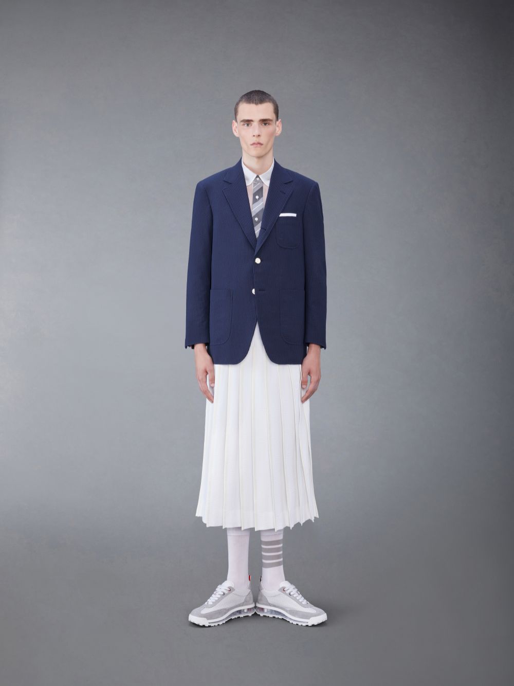 Thom Browne Cotton Seersucker Pleated Uomo Gonne Bianche | AUS24V49184