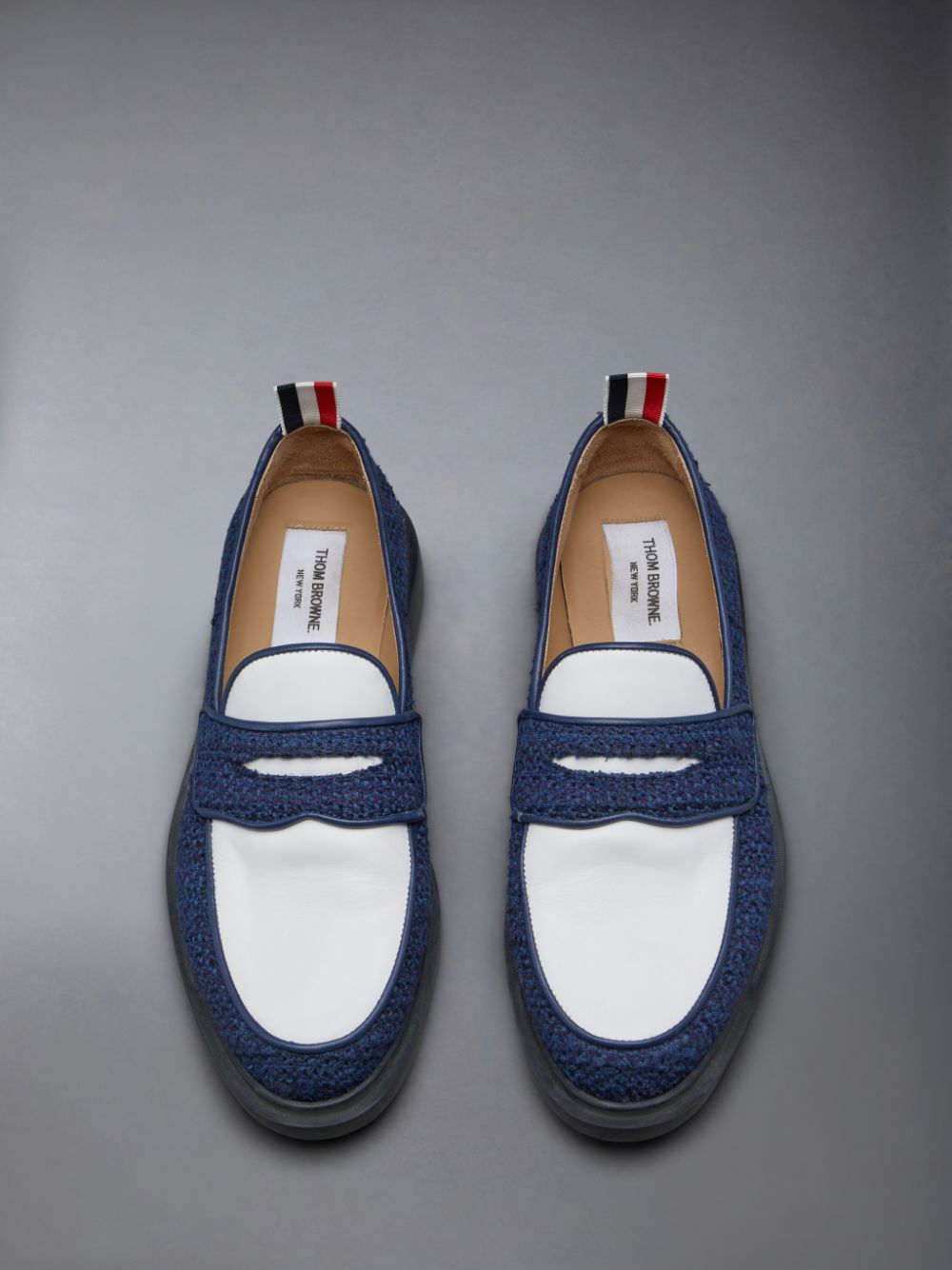 Thom Browne Cotton Tweed Lightweight Rubber Sole Classic Penny Donna Mocassini Blu | AUJ82P91273