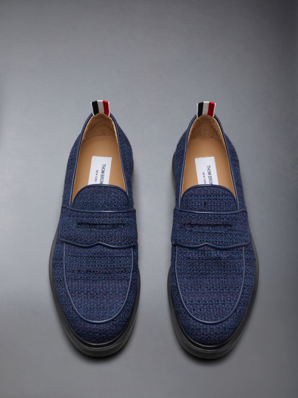 Thom Browne Cotton Tweed Rubber Sole Classic Penny Uomo Mocassini Blu | GLG78G07405