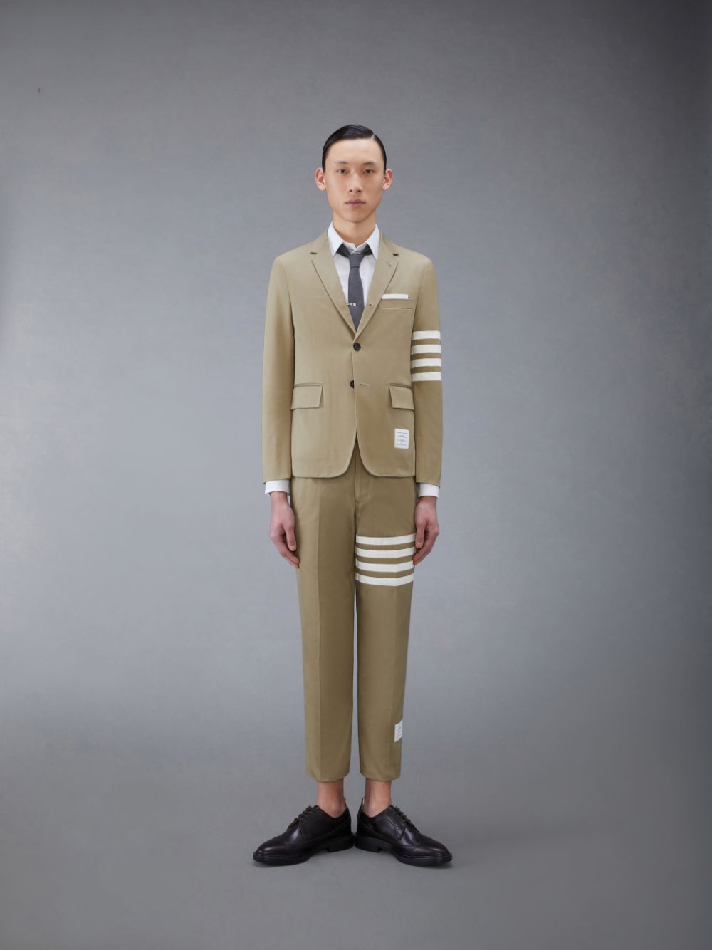 Thom Browne Cotton Twill 4-Bar Unconstructed Classic Sport Uomo Cappotti Beige | REC64E41756