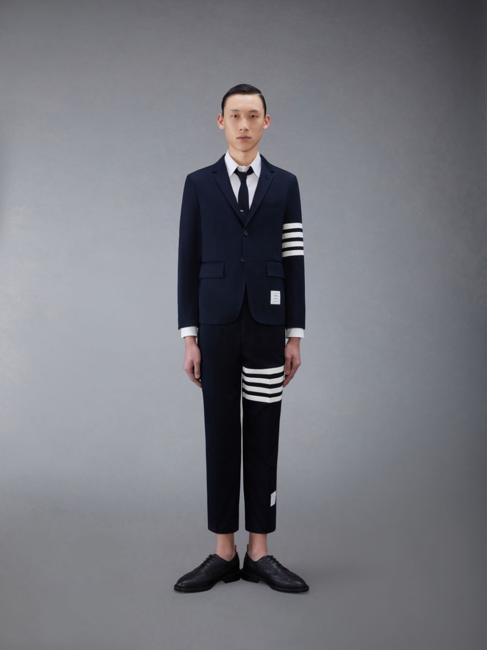 Thom Browne Cotton Twill 4-Bar Unconstructed Classic Sport Uomo Cappotti Blu | WSA31A06644